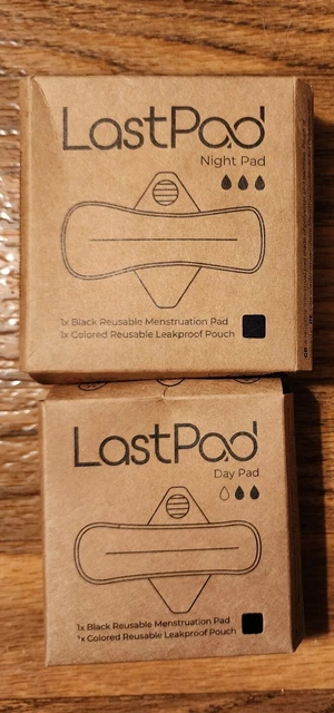 2 almohadillas menstruales reutilizables de tela LastObject LastPad día M noche negras