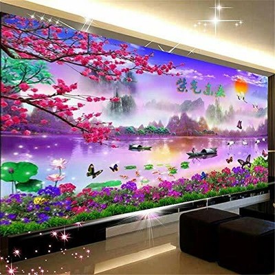 paesaggio naturale Nicole Knupfer perline a diamante 100 x 40 cm grande quadro per decorativo per pareti Kit per pittura fai da te 5D Diamond Painting 