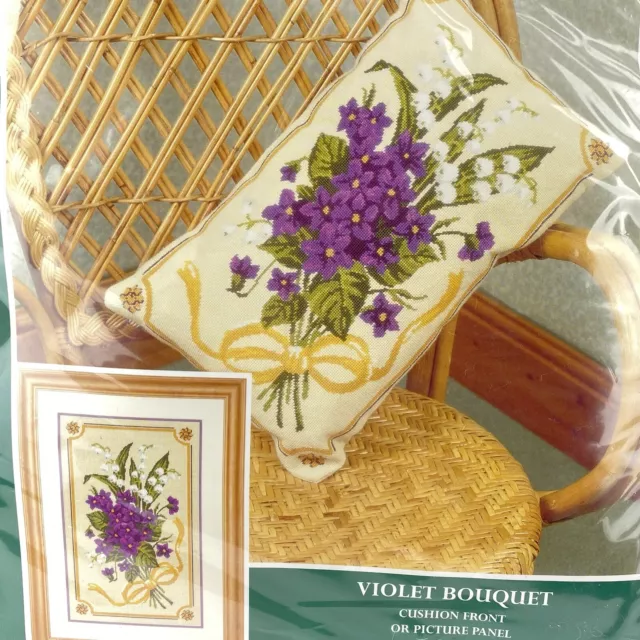 The Craft Collection Limited 83560 Violet Bouquet Pillow or Picture Needlepoint