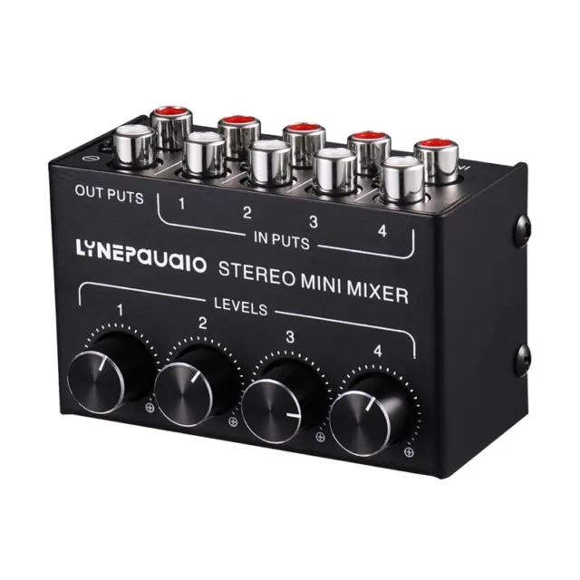 4 Channels Stereo Dispenser Mixer for Live Studio 10K Ohms to 47K Ohms Input