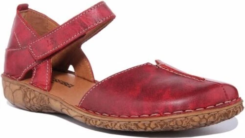 JOSEF SEIBEL Rosalie 42 Femmes Fermé Cuir Bout Sandales en Rouge UK Taille 4 - 8