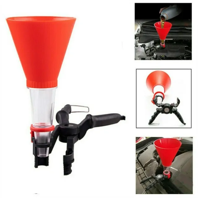 Engine Oil Funnel Hands Free Clip On Type Universal Oil Filler Reduces Spill