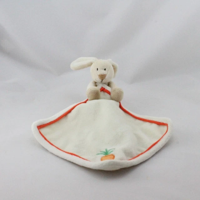 Doudou plat lapin blanc beige orange carotte mouchoir TOODO - 20168