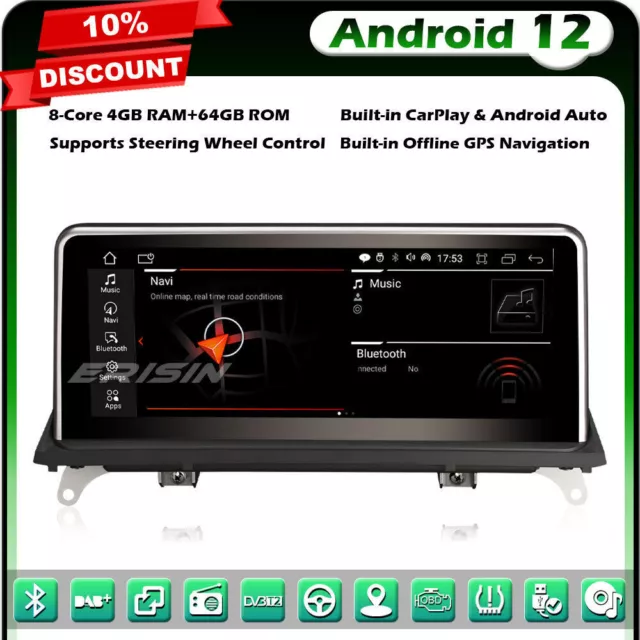 8-Core 10.25" CarPlay Android 12.0 Autoradio BMW X5 E70 X6 E71 CCC IPS 64GO WiFi