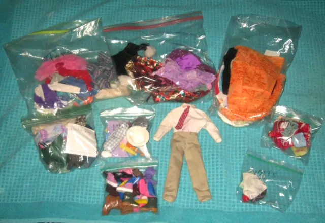 HUGE LOT of Vintage BARBIE DOLL KEN Clothing Tops Shoes Accessories Skirts Hats