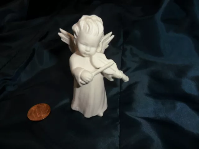 Vintage Goebel White Bisque Angel with Violin - West Germany