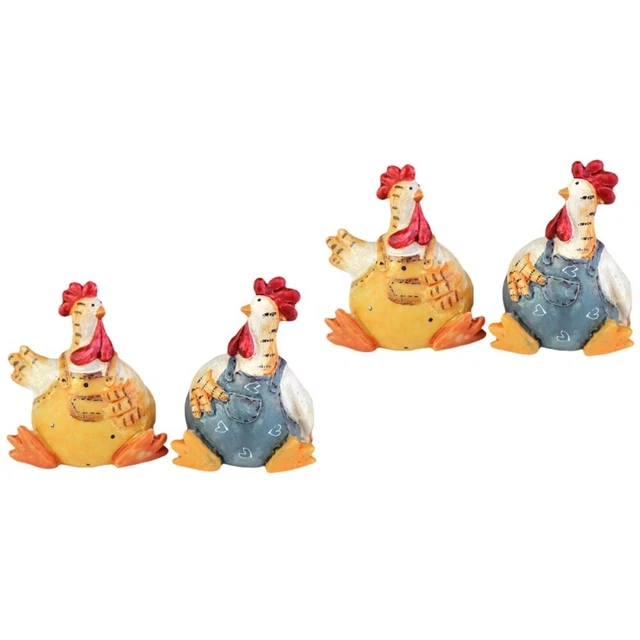 4 Stück Kükenfigur Huhn-Skulptur-Statue-Modell Yard-Art-Figuren