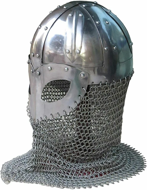 Historical Medieval Viking Helmet Battle Armor+18G Steel with Chain mail