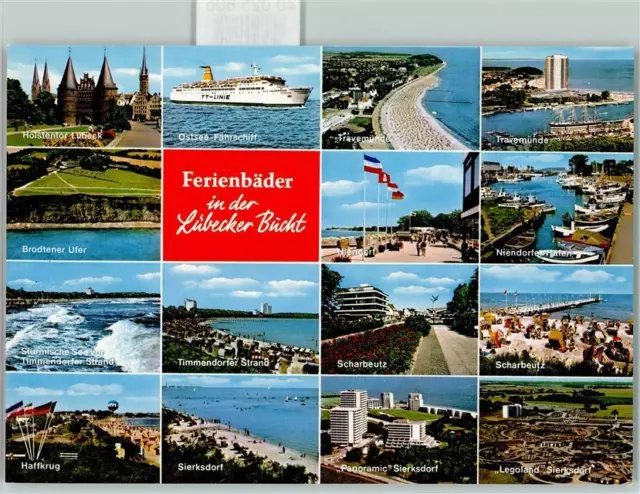 40025605 - 2400 Luebeck Riesenkarte Holstentor Ostsee-Faehrschiff Travemuende