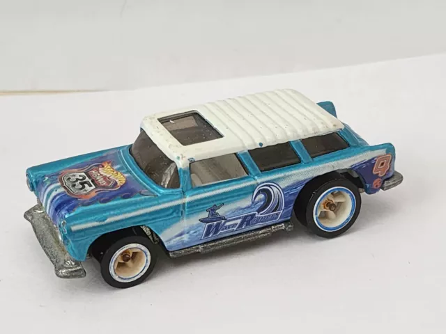 2003 Hot Wheels '55 CHEVY NOMAD Highway 35 World Race 4/35 Blue 1:64 Diecast Car
