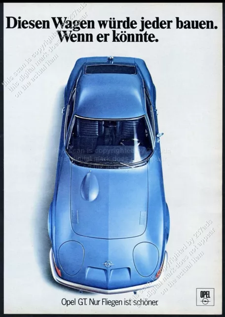 1970 Opel GT blue car great color photo German vintage print ad