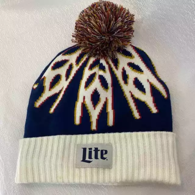 Miller Lite Pom Beanie Cap One Size