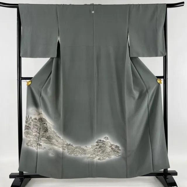 JAPANESE KIMONO IROTOMESODE 158cm 5' 2" PURE SILK VINTAGE ANTIQUE 6165