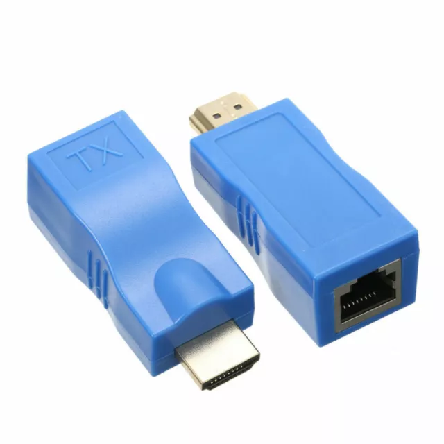 HDMI Extender Stecker Lan RJ45 Buchse Cat 5e / 6 Netzwerk Ethernet Adapter 1080p