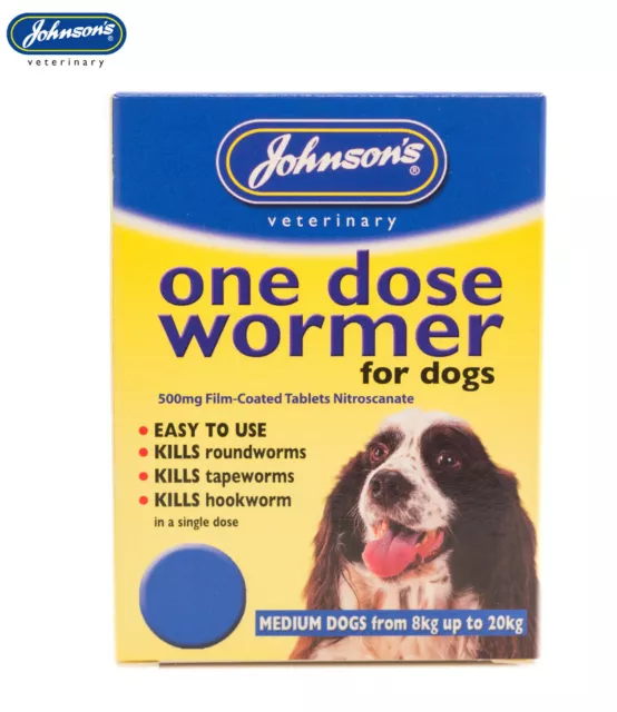 Johnsons Easy One Dose Wormer For Medium Dogs & Puppies 8-20Kg Worming Tablets