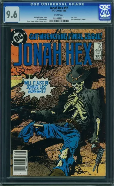 JONAH HEX #92 CGC 9.6 Last issue! NEWSSTAND EDITION! WHITE PAGES!