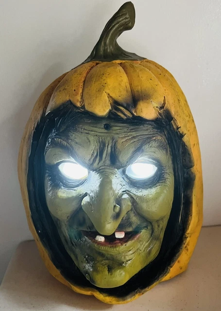 Grandin Road Halloween Animated Motion Talking Witch Pumpkin - Works - RARE