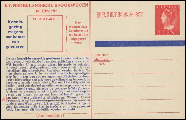 Postkarte P 231 Zudruck Spoorwegen: Model A.A. 238c, ungebraucht ** / MNH