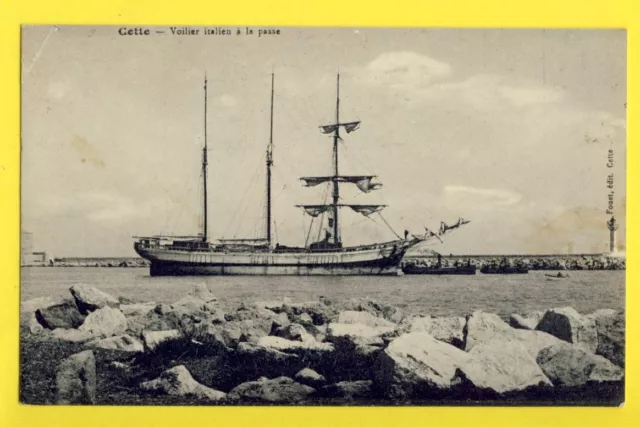 cpa Ecrite en 1914 CETTE SÈTE (Hérault) VOILIER ITALIEN barca a vela italiana