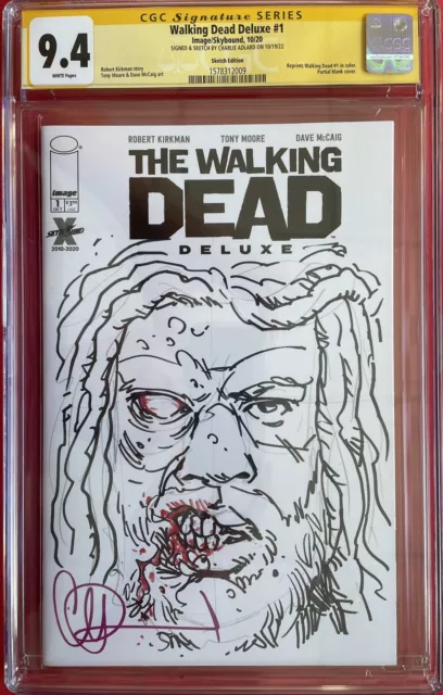 Walking Dead Deluxe #1 CGC 9.4 w/EZEKIEL HALF ZOMBIE  Sketch By Charlie Adlard