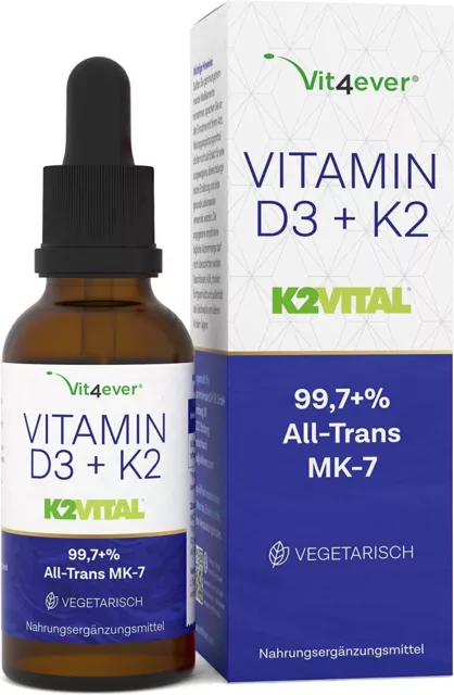 Vitamin D3 + K2 1700 Tropfen = 50ml MK7 Hochdosiert - 99,7% All trans K2VITAL®