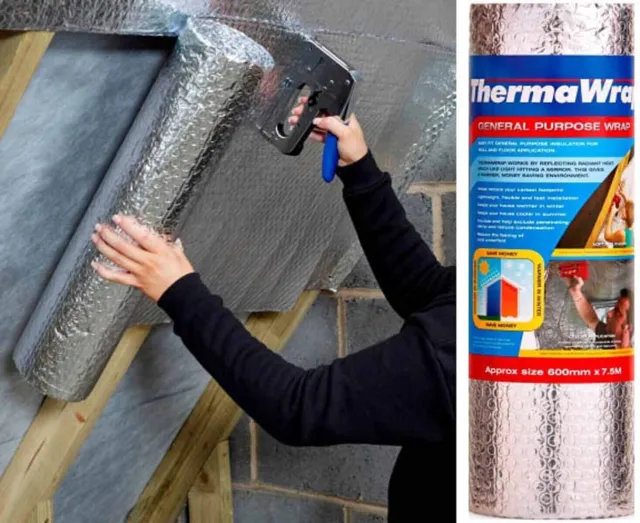 Thermawrap Bubble Foil Insulation 600mm x 7.5m Heat Reflective Energy Saving