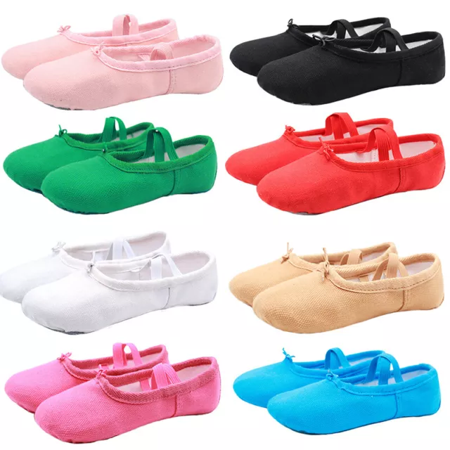 Ballet Shoes Full Sole Child Dance Slippers Gym Shoes With Attached Elastics