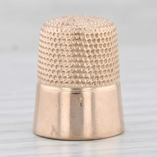 Antique Simons Bros Size 7 Thimble 14k Yellow Gold Engraved Sewing