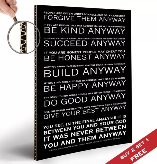 Mother Teresa Quote Poster * DO IT ANYWAY Inspirational Motivational A4 Print