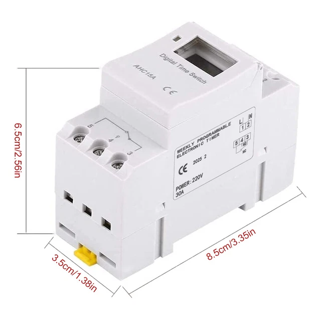 DIN RAIL CONTROL Timer Relay 220V Weekly Programmable Digital 15A ...