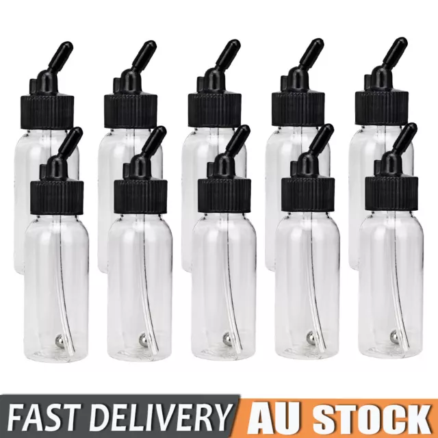 10Pcs Airbrush Bottles 35cc Dual Action Jars Pots Box Lid Siphon Feed Paint Cup