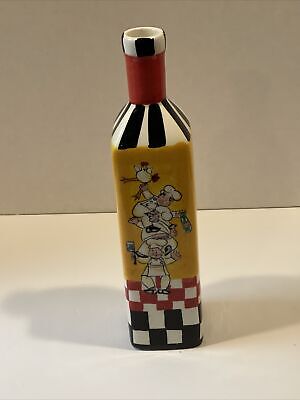 Botella apiladora de cerámica de aceite/vinagre de montaña loca amarilla humorística chefs