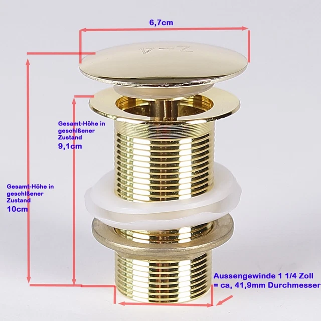 Runder Push-Up Deckel Für Waschbecken & Badewanne | Chrom, 6,6 Cm