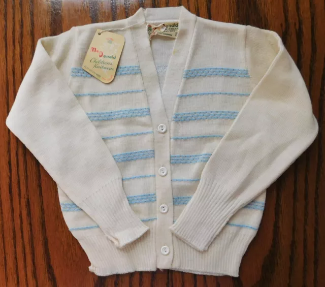 Cardigan vintage anni '50 lana INUTILIZZATO McDonald maglia età 3 SOLO DISPLAY