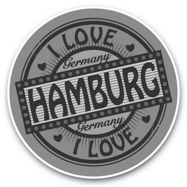 2 x Vinyl Stickers 7.5cm (bw) - I Love Hamburg Germany Orange German  #40691