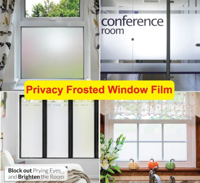 Frosted Window Film Etched Glass Vinyl Sticky Back Plastic Bubble Free
