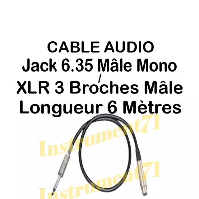 1 Câble Jack 6.35 Mâle MONO vers XLR 3 Broches Femelle Long 6 Métres