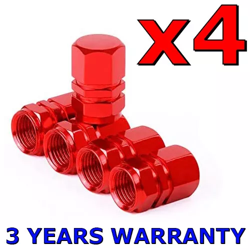 4 x RED Wheel Tyre Tire Valve Stems Air Dust Cover Screw Caps Car Truck Bike