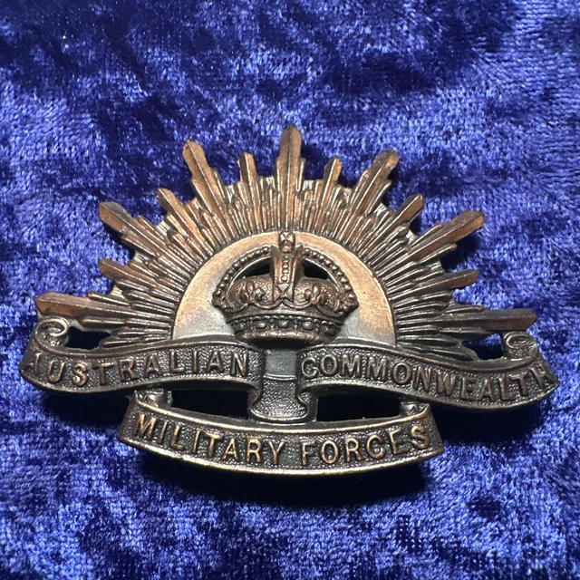 WW2 ORIGINAL AIF Army Australian RISING SUN Slouch Hat Badge £20.43 ...