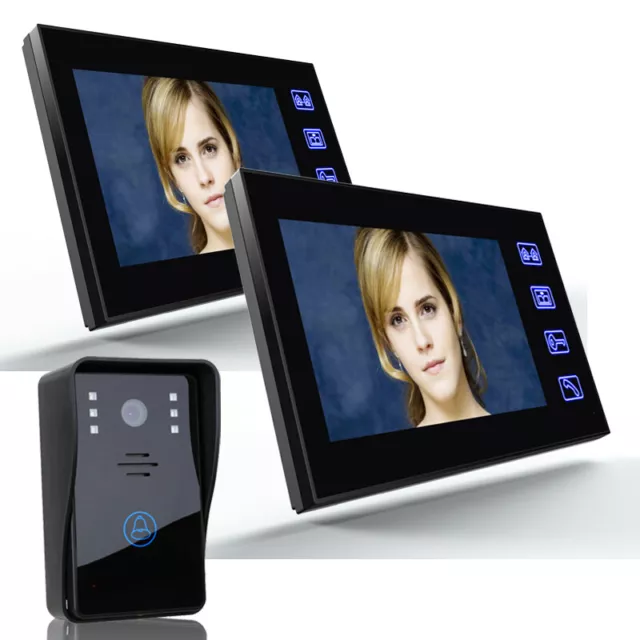 Wired 7"LCD Touch Video Door Phone Doorbell Home Security IR Cameras 2 Monitors