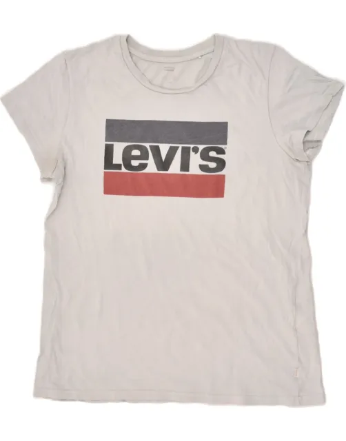 LEVI'S Womens Graphic T-Shirt Top UK 14 Large Grey Cotton AN05