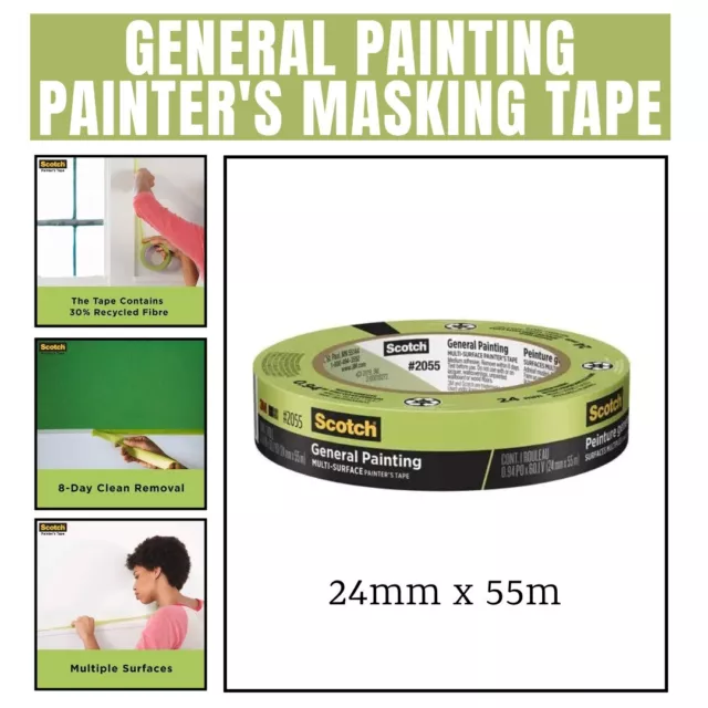 24mm x 55m General Painting Painter’s Masking Tape - Medium Adhesive & No Damage