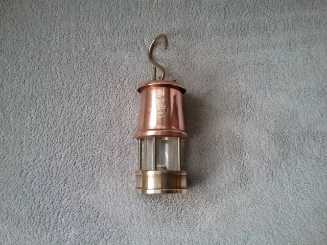Vintage Miniture Bergbaulampe aus Messing und Kupfer
