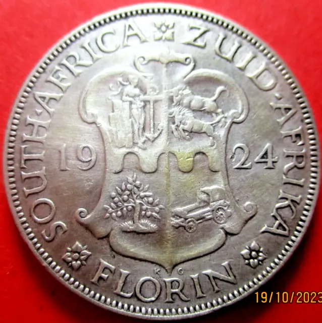 1924 South African Florin  Coin  # 57/10/23 2