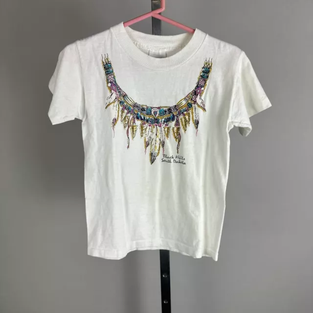 Vtg 90s Girls Youth Black Hills South Dakota Native Feather Shirt Tops 6-8