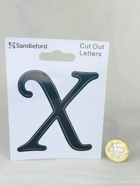 Lettera X segno nero 8 cm segnaletica autoadesiva forte Sandleford lettera tagliata