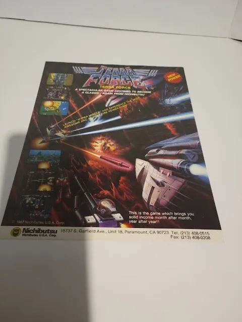 Flyer NICHIBUTSU,TERRA FORCE  Arcade Video Game advertisement original see pic
