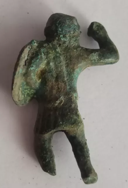 Rare Ancient Celtic Bronze Figurine Of A Warrior With Shield 200-100 B.c. 2