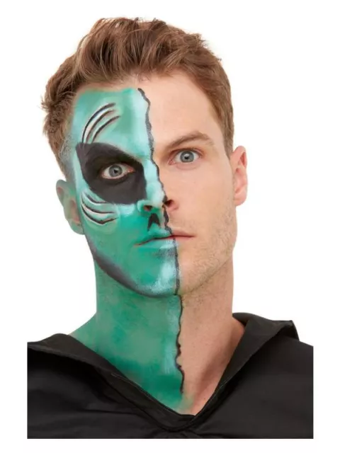 Adultos Verde Negro Maquillaje Fx Alien Aqua Halloween Adhesivo Látex Scars Kit