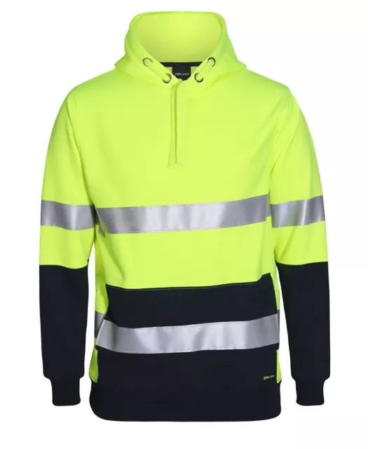 Jb's wear Hi Vis Day & Night Heavy Weight Safety Work Pullover Hoodie 3M Tape